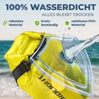 Vodotesný suchý vak Nordlight 30L žltý, s rolovacím uzáverom a ramenným popruhom, na plávanie, na pláž, na kajak, SUP a potápanie 5