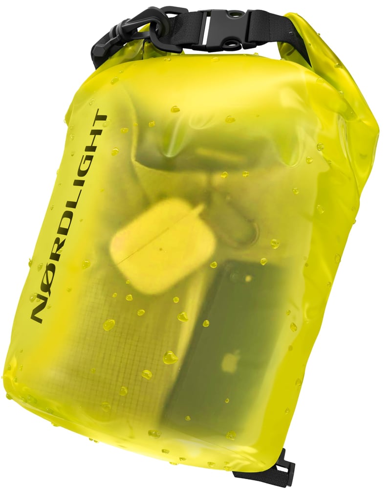 Vodotesný suchý vak Nordlight 30L žltý, s rolovacím uzáverom a ramenným popruhom, na plávanie, na pláž, na kajak, SUP a potápanie