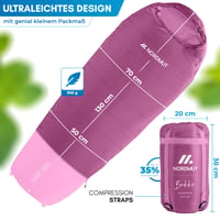 Detský spací vak NORDMUT s rastúcou veľkosťou na trojsezónne outdoorové dobrodružstvá – z materiálov bez toxínov – 200 GSM – fialový 5