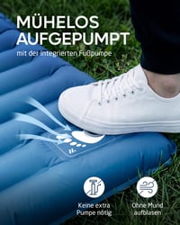 NORDMUT® Saltea de camping autogonflabilă cu umflare rapidă și pompă de picior integrată 10 cm - Dimensiune compactă - Saltea de exterior cu umflare ușoară 5