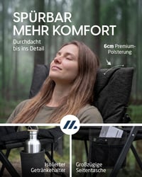 NORDMUT Prémiové skladacie kempingové kreslo s vysokým operadlom, polohovateľné do 4 pozícií, nosnosť 140 kg — bez prenosnej tašky (stav: pozri 2. obrázok) 7