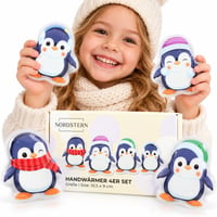 Încălzitoare de mâini Nordstern cu pinguini, 4 buc. - Reutilizabile, pentru copii și adulți - 10,5 x 9 cm 1