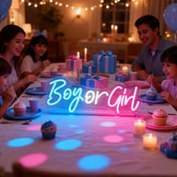 Nordstylee LED Neon "Boy or Girl" Kék-Rózsaszín Nemváló Dekoráció Babaváró Parti Kellék 4