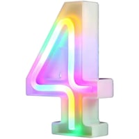 Lampă de noapte cu număr LED Nordstylee, decorațiune de perete pentru zi de naștere, Crăciun, nuntă, număr luminos colorat, cifra 4 1