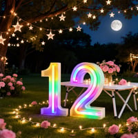Lampă de noapte cu număr LED Nordstylee, decorațiune de perete pentru zi de naștere, Crăciun, nuntă, număr luminos colorat, cifra 4 6