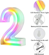 Lampă de noapte cu număr LED Nordstylee, decorațiune de perete pentru zi de naștere, Crăciun, nuntă, număr luminos colorat, cifra 4 4