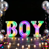 Lampă de noapte cu număr LED Nordstylee, decorațiune de perete pentru zi de naștere, Crăciun, nuntă, număr luminos colorat, cifra 4 7