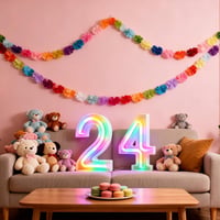 Lampă de noapte cu număr LED Nordstylee, decorațiune de perete pentru zi de naștere, Crăciun, nuntă, număr luminos colorat, cifra 4 3