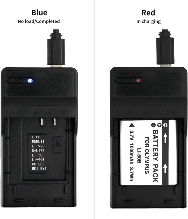 Norifon LI-50B USB Töltő Olympus Fényképezőgépekhez - D-750, SH-21, SP-800UZ, Stylus 1010, SZ-12, Tough TG-2, XZ-1 Kamerákhoz