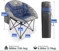 Northroad Kerek Összecsukható Kempingszék - Kék Párnázott Hold Fotel Pohártartóval és Hűtőtáskával, 136kg Teherbírás, Strand, Túra, Horgásza 2