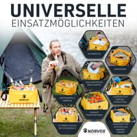 Skladacia vonkajšia miska NORVOX 20 litrov žltá – kempingové umývadlo, umývacia misa, skladacie vedro, univerzálna nádoba 3
