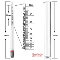 Notimin 2 db szeszmérő alkoholmérő 0-100 Vol% vinométer üveg mérőhengerrel, ecsettel és tisztítókendővel párlatokhoz, whiskyhez, vodkához, b 2