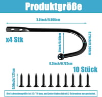Notoke 4 db U alakú fém függönykapcsos falra szerelhető fekete 2