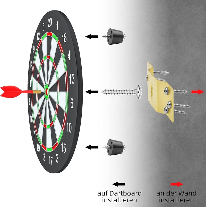 Notoke Arany fém darts tábla tartó készlet hordozható akasztós rögzítő csavarokkal, szegekkel és stabilizálókkal
