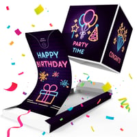 Notta&Belle FEEL LOVE EVERY MINUTE BOOM! Felicitare aniversară explozivă cu confetti neon - Cutie surpriză cu explozie - Cadou de zi de naștere 1