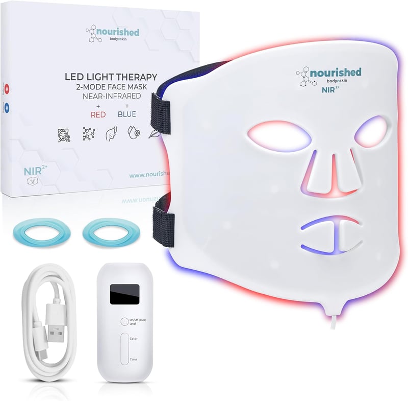 Nourished Bodynskin LED arcmaszk 114 LED-del, vörös és kék fény terápia, ráncok ellen