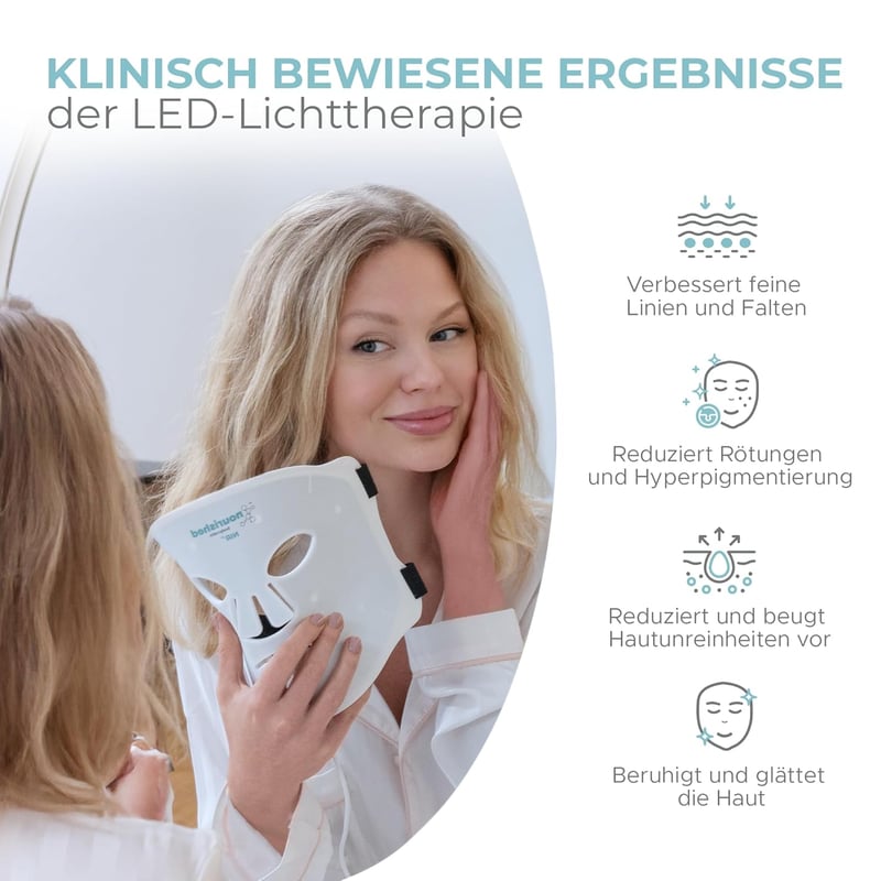 Nourished Bodynskin LED Arcmaszk Nyak Kezeléshez - 228 LED Vörös Kék Fény Ránctalanító Bőrápolás