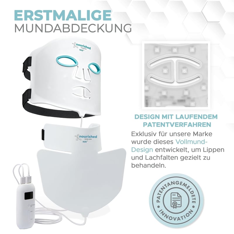 Nourished Bodynskin LED Arcmaszk Nyak Kezeléshez - 228 LED Vörös Kék Fény Ránctalanító Bőrápolás