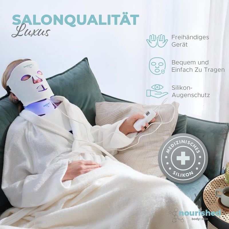 Nourished Bodynskin LED Arcmaszk Nyak Kezeléshez - 228 LED Vörös Kék Fény Ránctalanító Bőrápolás