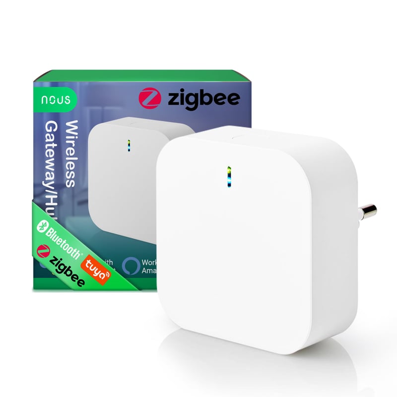 NOUS E1 ZigBee brána – ZigBee 3.0 a Bluetooth hub, aplikácia Tuya/Smart Life, Wi-Fi 2,4 GHz, až 128 zariadení, inteligentná domácnosť kompatibilná s Alexa