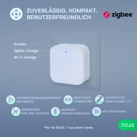 NOUS E1 ZigBee brána – ZigBee 3.0 a Bluetooth hub, aplikácia Tuya/Smart Life, Wi-Fi 2,4 GHz, až 128 zariadení, inteligentná domácnosť kompatibilná s Alexa 2