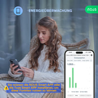 Priză inteligentă WiFi NOUS Matter cu contor de consum de energie, 16 A, 3840 W, compatibilă cu Alexa, Google Home, Apple Home, Tuya, SmartThings, 2,4 GHz 7