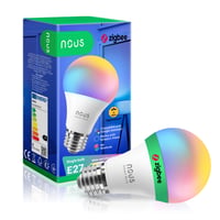 Bec Inteligent LED ZigBee NOUS P3Z E27, RGB, compatibil cu Alexa, Google Home, Home Assistant și SmartThings, bec decorativ cu control de la distanță, 1 buc. 1