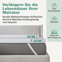 Matracový topper Novilla 120x190x5 cm z gélovej pamäťovej peny s prateľným poťahom na boxspring posteľ a pohovku 9