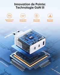 NOVOO 120W GaN III USB-C rýchlonabíjačka, 3-portová kompaktná nabíjačka s technológiou PPS, vrátane 1x PD 100W kábla typu C, kompatibilná s MacBook Pro, Dell XPS, iPad, iPhone 15, Galaxy S23, biela 4