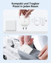 NOVOO 120W GaN III USB-C rýchlonabíjačka, 3-portová kompaktná nabíjačka s technológiou PPS, vrátane 1x PD 100W kábla typu C, kompatibilná s MacBook Pro, Dell XPS, iPad, iPhone 15, Galaxy S23, biela 5