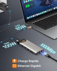 NOVOO 15 az 1-ben USB-C dokkoló állomás, 2x HDMI 4K, VGA, Gigabit Ethernet, 100W - TM15 7