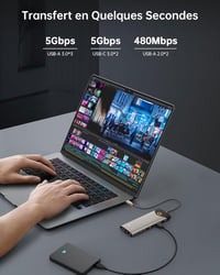 NOVOO 15 az 1-ben USB-C dokkoló állomás, 2x HDMI 4K, VGA, Gigabit Ethernet, 100W - TM15 6