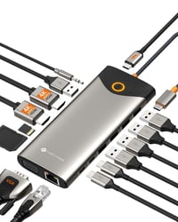 NOVOO 15 az 1-ben USB-C dokkoló állomás, 2x HDMI 4K, VGA, Gigabit Ethernet, 100W - TM15 1
