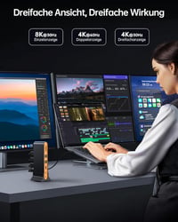 NOVOO 15 az 1-ben USB-C dokkoló állomás 3 monitor támogatással 8K DP és 4K HDMI 3