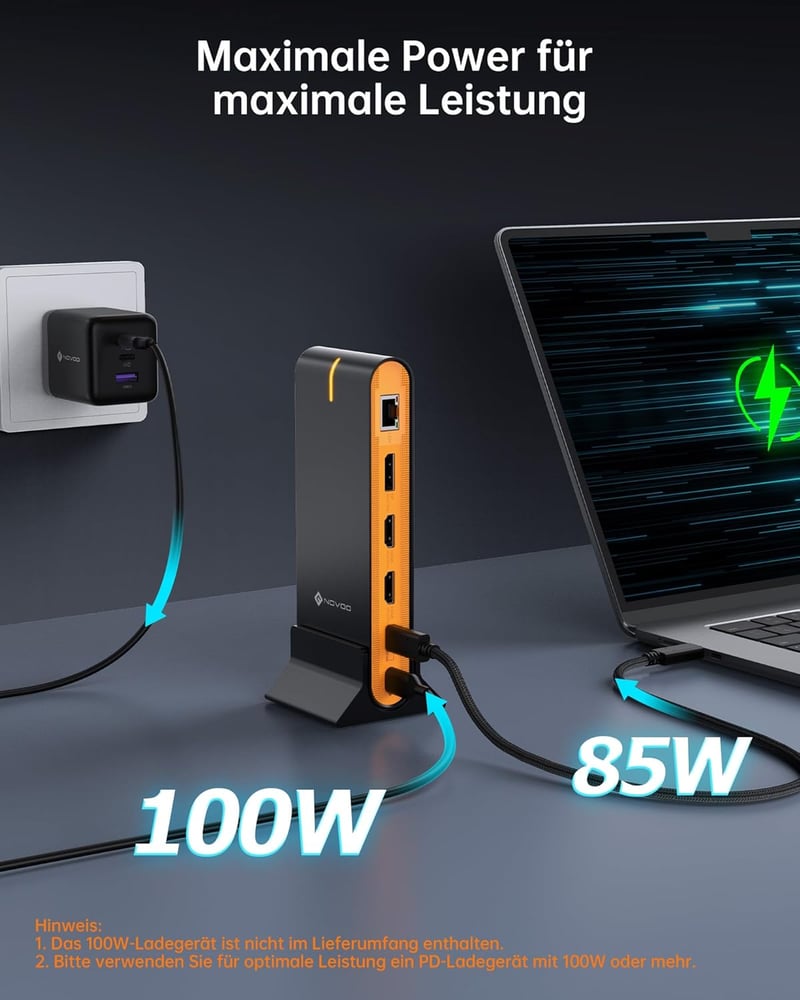 NOVOO 15 az 1-ben USB-C dokkoló állomás 3 monitor támogatással 8K DP és 4K HDMI