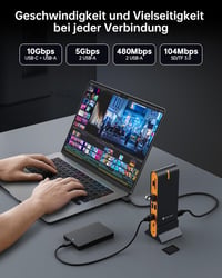 NOVOO 15 az 1-ben USB-C dokkoló állomás 3 monitor támogatással 8K DP és 4K HDMI 6
