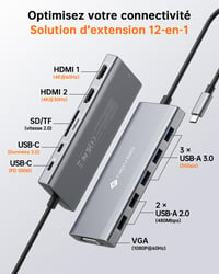 NOVOO RM12A 12-v-1 USB-C dokovacia stanica so 4K 60Hz HDMI výstupom – adaptér pre laptop (hub) 2