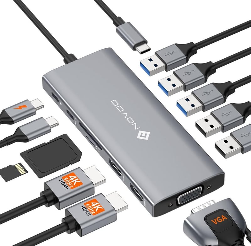NOVOO RM12A 12-v-1 USB-C dokovacia stanica so 4K 60Hz HDMI výstupom – adaptér pre laptop (hub)