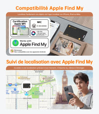 NOVOO Nabíjateľný lokalizátor kariet s bezdrôtovým nabíjaním, ultra tenký Bluetooth tracker, kompatibilný s Apple Find My, pre peňaženky, tašky a pasy, iOS 6
