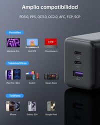 NOVOO RG100W 100W GaN III USB-C punjač s 3 priključka i USB-C PD kabelom - MacBook Pro, Dell XPS 13, iPad Pro, iPhone 17/16/15/14/13, Galaxy S24 8