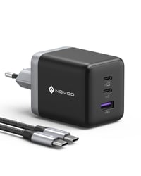 NOVOO RG100W 100W GaN III USB-C punjač s 3 priključka i USB-C PD kabelom - MacBook Pro, Dell XPS 13, iPad Pro, iPhone 17/16/15/14/13, Galaxy S24 1