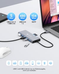 NOVOO USB-C dokkoló 13 az 1-ben, 4K HDMI, 100W töltés, 5 USB port, MacBook Dell HP kompatibilis 6