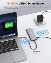 NOVOO USB-C dokkoló 13 az 1-ben, 4K HDMI, 100W töltés, 5 USB port, MacBook Dell HP kompatibilis 5