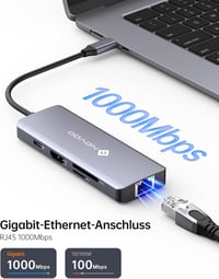 NOVOO USB-C Hub 8 az 1-ben 4K HDMI 100W PD Ethernet Docking Station MacBook 6