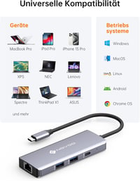 NOVOO USB-C Hub 8 az 1-ben 4K HDMI 100W PD Ethernet Docking Station MacBook 8