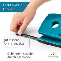 Dierovač Novus B220 Colour ID 2.0 – kapacita 20 listov, kovové funkčné časti, farba bright petrol 4