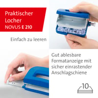 Set de birou Novus – capsator E 15 și perforator E 210, cu 1000 de capse nr. 10, albastru 4