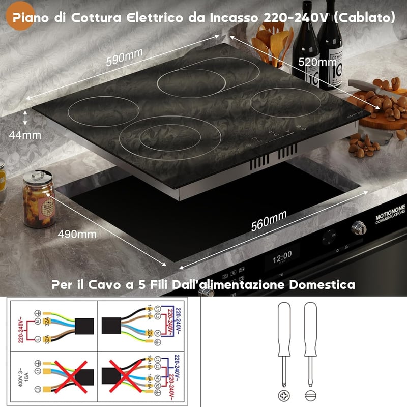 NOXTON 4 égőfejes beépíthető kerámia főzőlap 60 cm, csúsztatható vezérlés