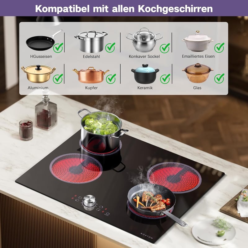 NOXTON 4 égős beépíthető kerámia főzőlap 60 cm, 6000 W