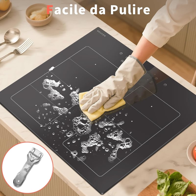NOXTON 4 zónás beépíthető kerámia főzőlap 60 cm, 9 fokozat, 6000 W